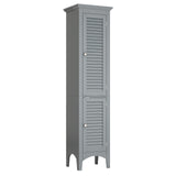 Tall Bathroom Floor Cabinet with Shutter Doors and Adjustable Shelf