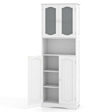Mueble de almacenamiento para baño de 164 cm de altura con puertas de vidrio esmerilado y estantes