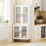 Alacena de cocina alta de 70.5 pulgadas con 4 puertas transparentes