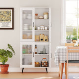 Alacena de cocina alta de 70.5 pulgadas con 4 puertas transparentes
