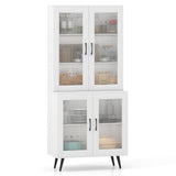 Alacena de cocina alta de 70.5 pulgadas con 4 puertas transparentes
