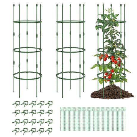 Enrejado de Jardín de 3 Unidades, Soportes para Plantas de 101 cm de Alto con Clips y Ataduras