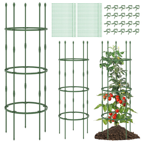 Enrejado de Jardín de 3 Unidades, Soportes para Plantas de 101 cm de Alto con Clips y Ataduras