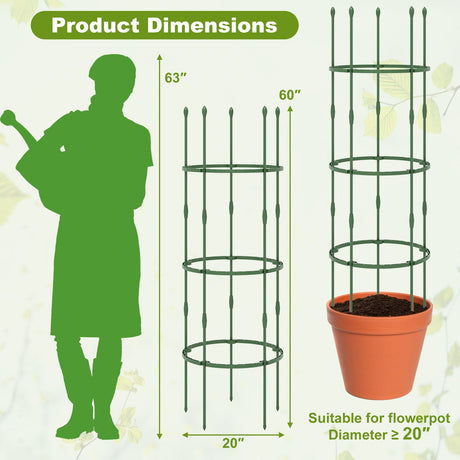 Enrejado de Jardín de 3 Unidades, Soportes para Plantas de 101 cm de Alto con Clips y Ataduras