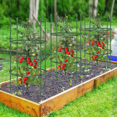 Enrejado de Jardín de 3 Unidades, Soportes para Plantas de 101 cm de Alto con Clips y Ataduras