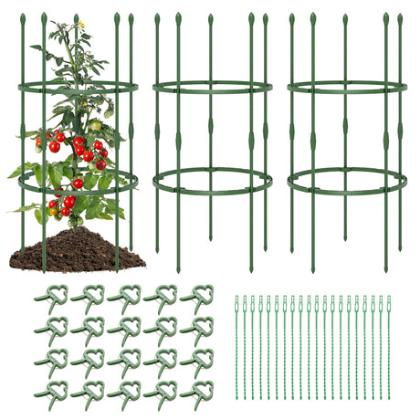 Enrejado de Jardín de 3 Unidades, Soportes para Plantas de 101 cm de Alto con Clips y Ataduras