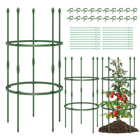 Enrejado de Jardín de 3 Unidades, Soportes para Plantas de 101 cm de Alto con Clips y Ataduras