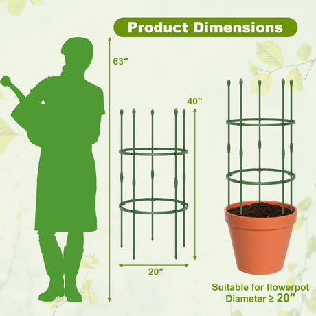Enrejado de Jardín de 3 Unidades, Soportes para Plantas de 101 cm de Alto con Clips y Ataduras