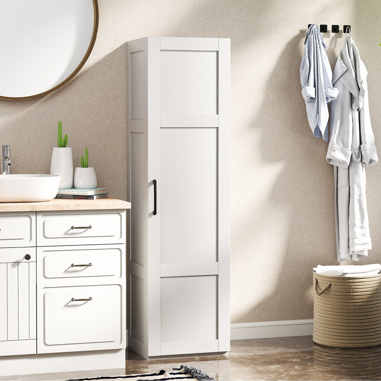 Armario alto con 4 estantes de almacenamiento para baño, sala de estar