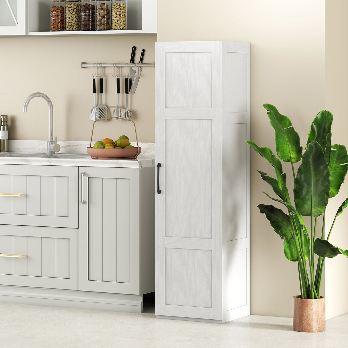 Armario alto con 4 estantes de almacenamiento para baño, sala de estar