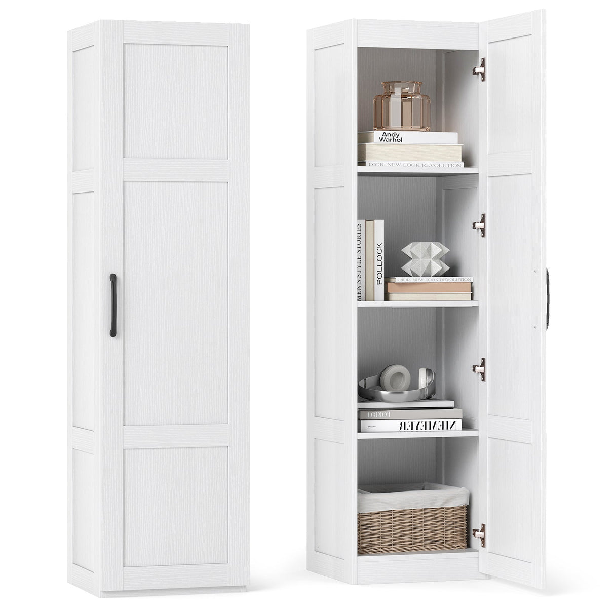 Armario alto con 4 estantes de almacenamiento para baño, sala de estar