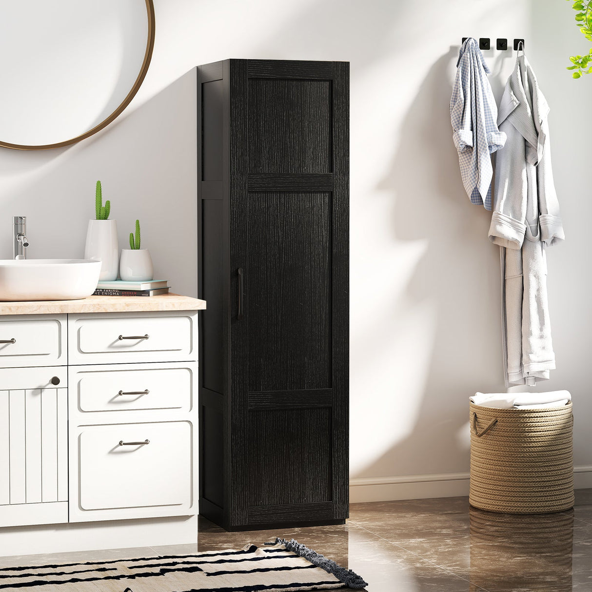 Armario alto con 4 estantes de almacenamiento para baño, sala de estar