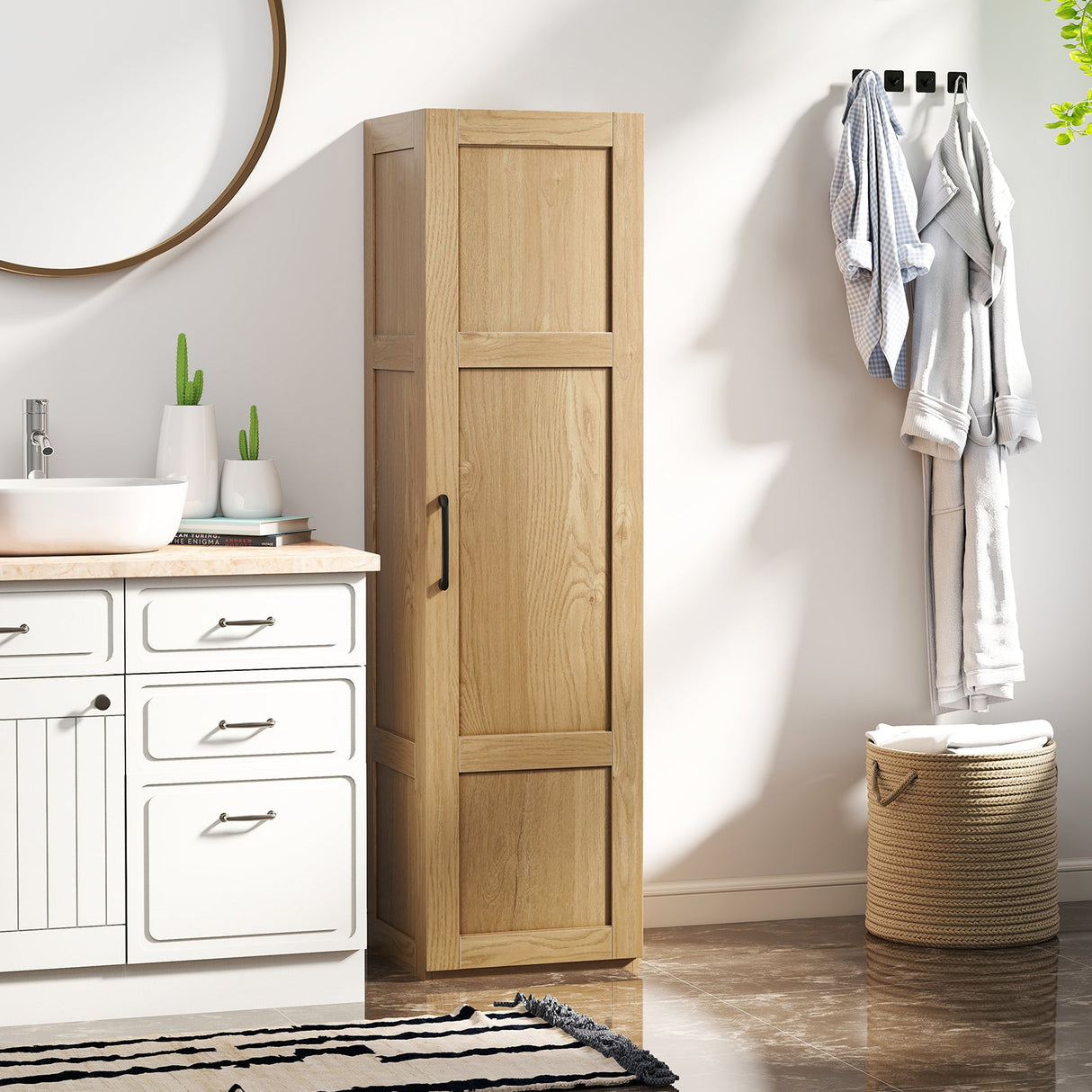 Armario alto con 4 estantes de almacenamiento para baño, sala de estar
