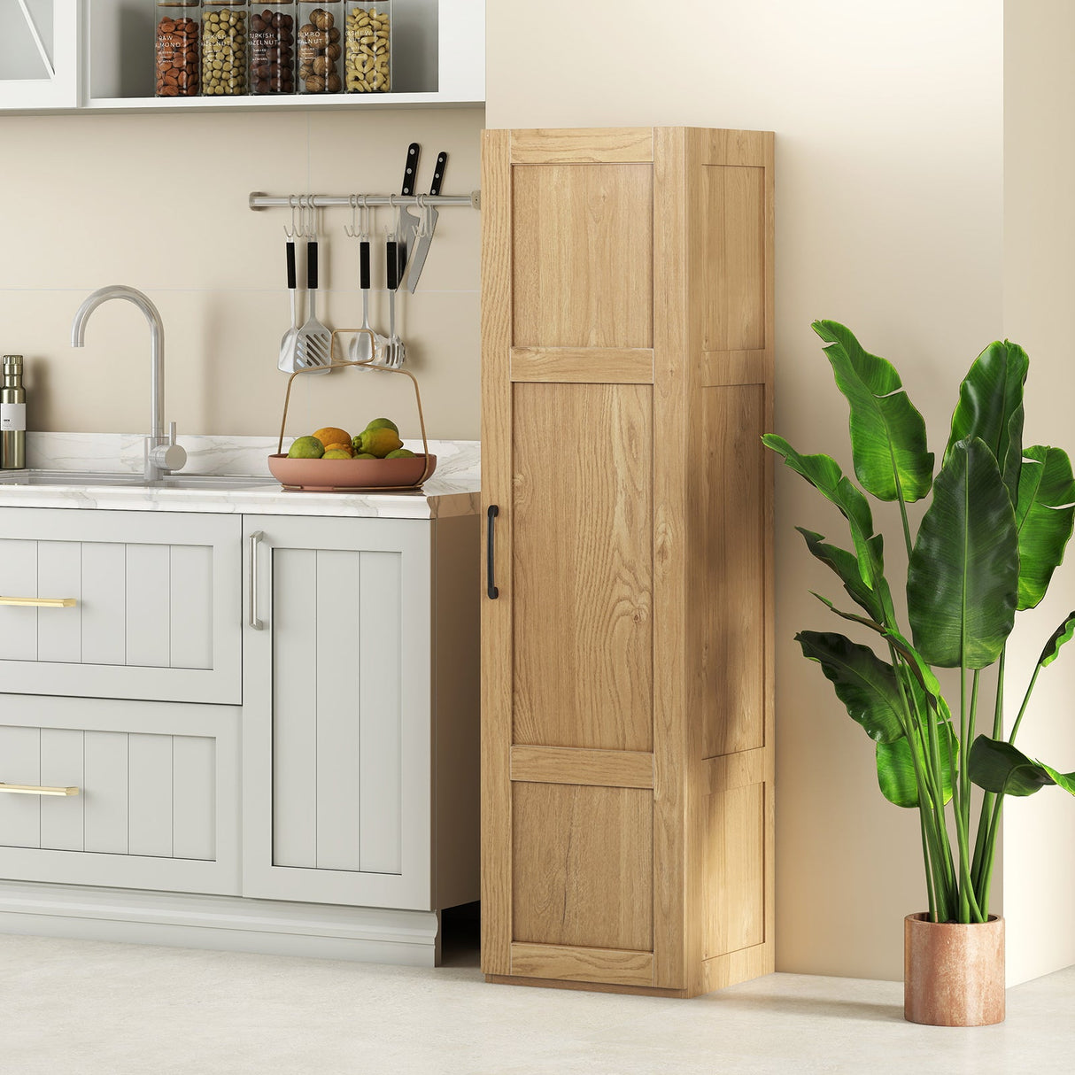 Armario alto con 4 estantes de almacenamiento para baño, sala de estar