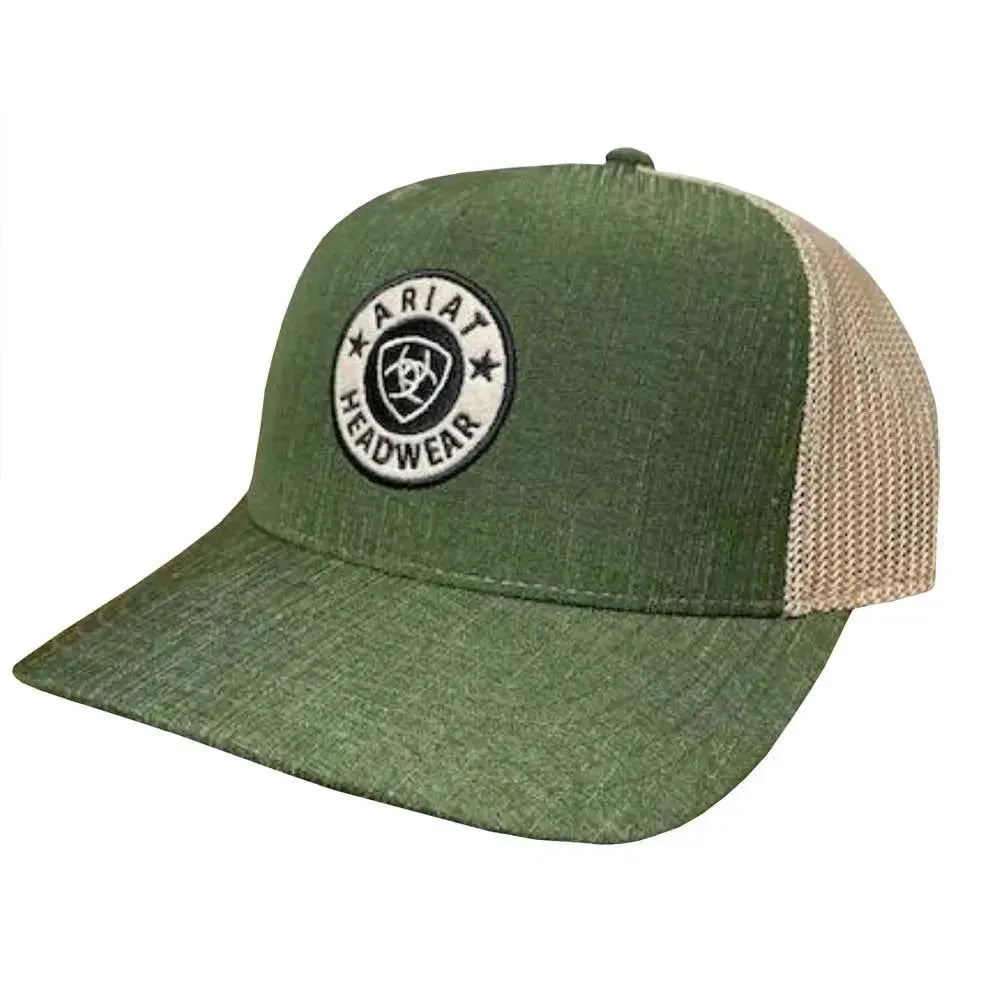 Gorra trucker ARIAT con parche desgastado (verde/marrón claro)