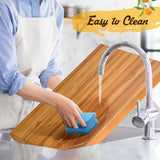 Tabla de cortar de madera de teca extra grande de 24 pulgadas, reversible con asa