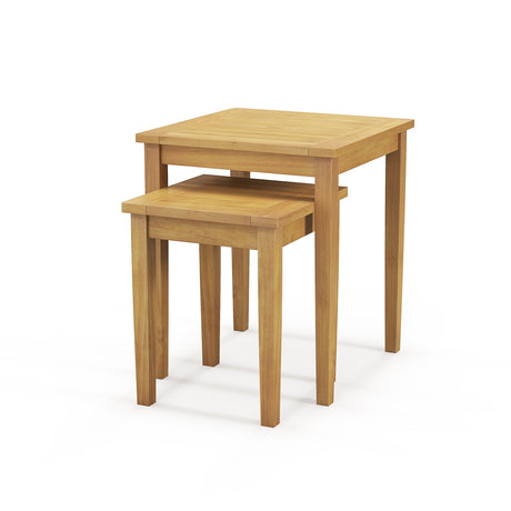 Mesa nido de teca para patio exterior, diseño que ahorra espacio, 2 piezas