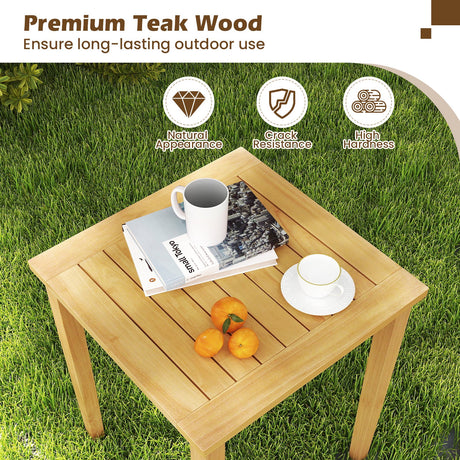 Mesa nido de teca para patio exterior, diseño que ahorra espacio, 2 piezas