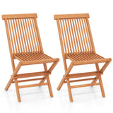Juego de 2 sillas de patio de madera de teca con respaldo alto y asiento de listones