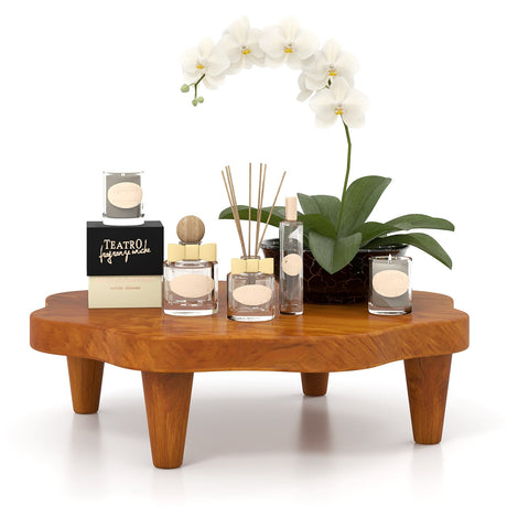 Soporte de pedestal de madera de teca de 16" para aromas y aperitivos