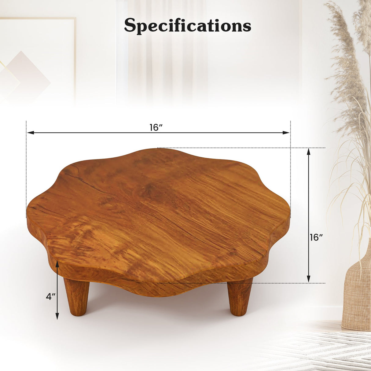 Soporte de pedestal de madera de teca de 16" para aromas y aperitivos