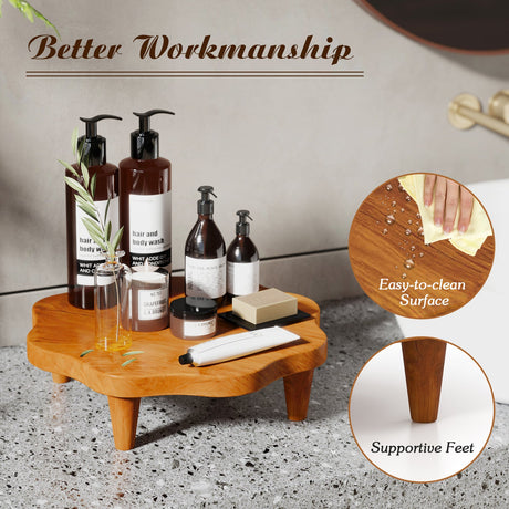 Soporte de pedestal de madera de teca de 16" para aromas y aperitivos