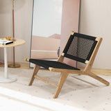 Silla de Teca de Interior o Exterior con Asiento y Respaldo de Cuerda Trenzada a Mano