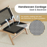 Silla de Teca de Interior o Exterior con Asiento y Respaldo de Cuerda Trenzada a Mano