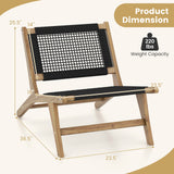 Silla de Teca de Interior o Exterior con Asiento y Respaldo de Cuerda Trenzada a Mano