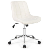 Sillón de oficina sin brazos Teddy Fleece, silla de tocador para maquillaje - Blanco