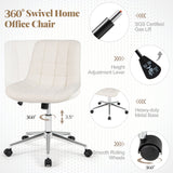Sillón de oficina sin brazos Teddy Fleece, silla de tocador para maquillaje - Blanco