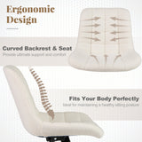 Sillón de oficina sin brazos Teddy Fleece, silla de tocador para maquillaje - Blanco
