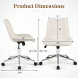 Sillón de oficina sin brazos Teddy Fleece, silla de tocador para maquillaje - Blanco