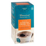 Té de hierbas tostadas de diente de león, caramelo y nuez