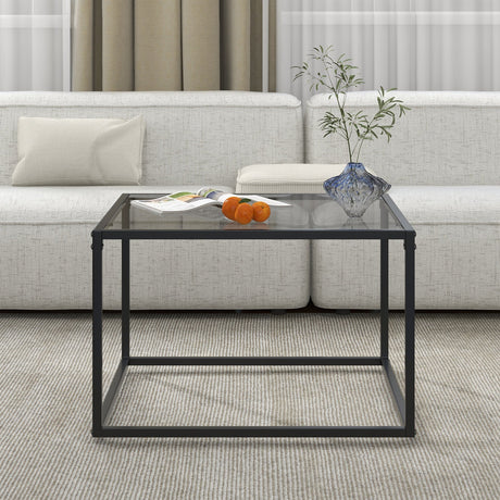 Mesa de té cuadrada de 27.5 pulgadas para el hogar con marco de metal resistente