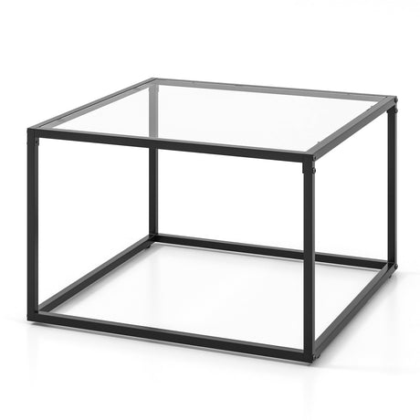 Mesa de té cuadrada de 27.5 pulgadas para el hogar con marco de metal resistente