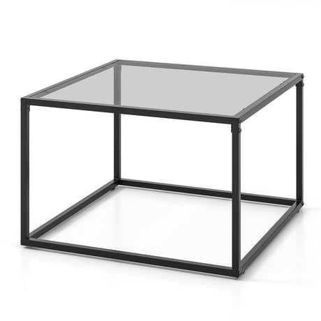 Mesa de té cuadrada de 27.5 pulgadas para el hogar con marco de metal resistente