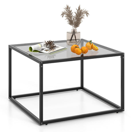 Mesa de té cuadrada de 27.5 pulgadas para el hogar con marco de metal resistente