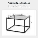 27.5 Inch Home Square Tea Table with Heavy-duty Metal Frame