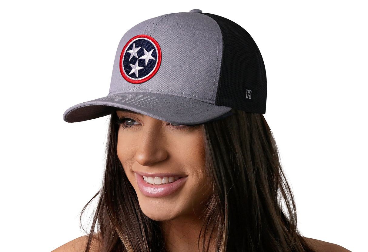 Tennessee Flag Trucker Hat  |  Gray-Black TN Snapback
