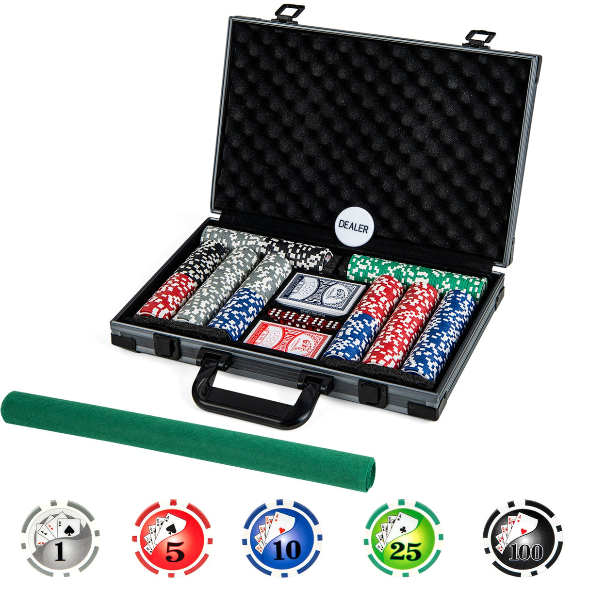 Juego de fichas de póquer Texas Hold'em Fichas de póquer de casino con 400 fichas - Negro