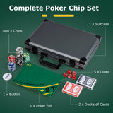 Juego de fichas de póquer Texas Hold'em Fichas de póquer de casino con 400 fichas - Negro