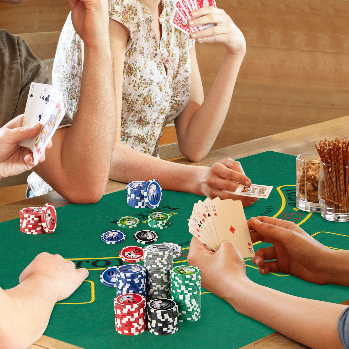 Juego de fichas de póquer Texas Hold'em con 300 fichas - Negro