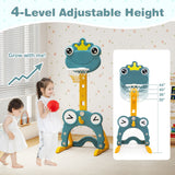 4-in-1 Toddler Basketball Hoop with Rim and Soccer Goal for 3+ Kids