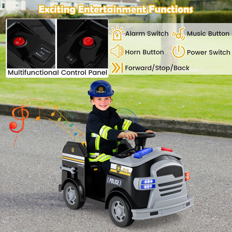 Coche de juguete para niños pequeños de bomberos de 12 V con pala y llave inglesa para edades de 37 a 95 meses