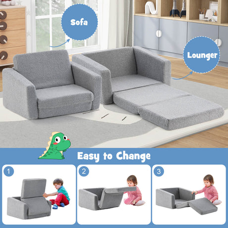 Sofá y tumbona convertible 2 en 1 para niños - G