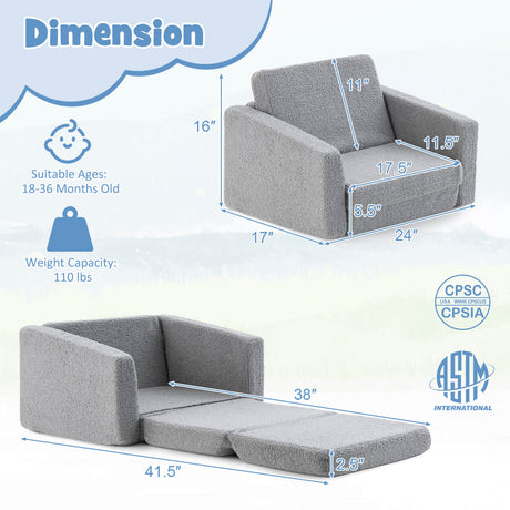 Sofá y tumbona convertible 2 en 1 para niños - G