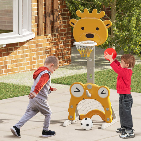 Canasta de Baloncesto 4 en 1 para Niños Pequeños, Ajustable en Altura, con Juego de Anillas para Mayores de 3 Años