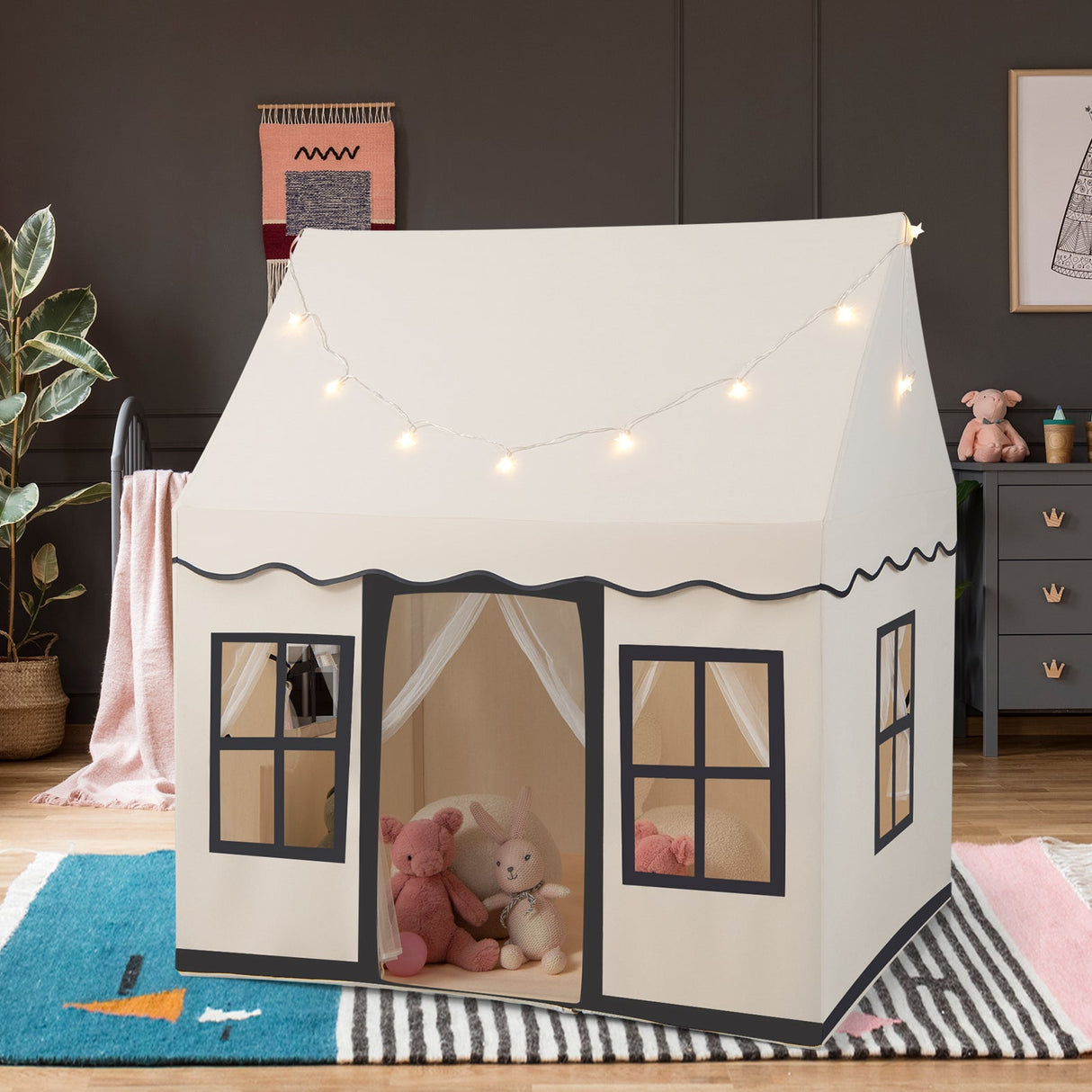 Casa de juegos grande para niños pequeños con luces de estrellas