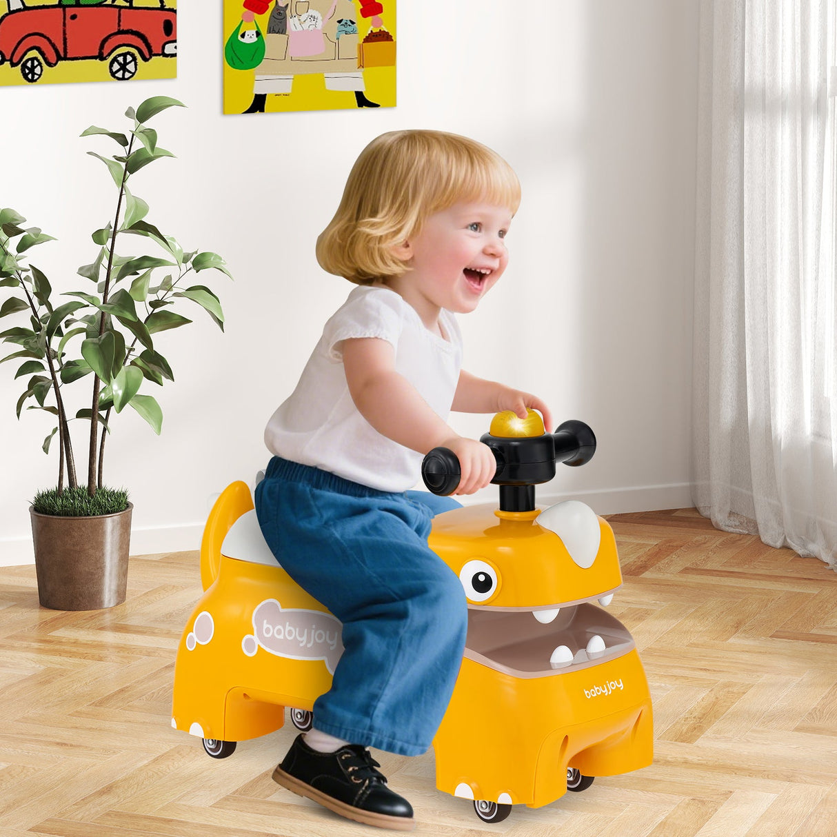 Coche deslizante andador para niños pequeños con luces y música